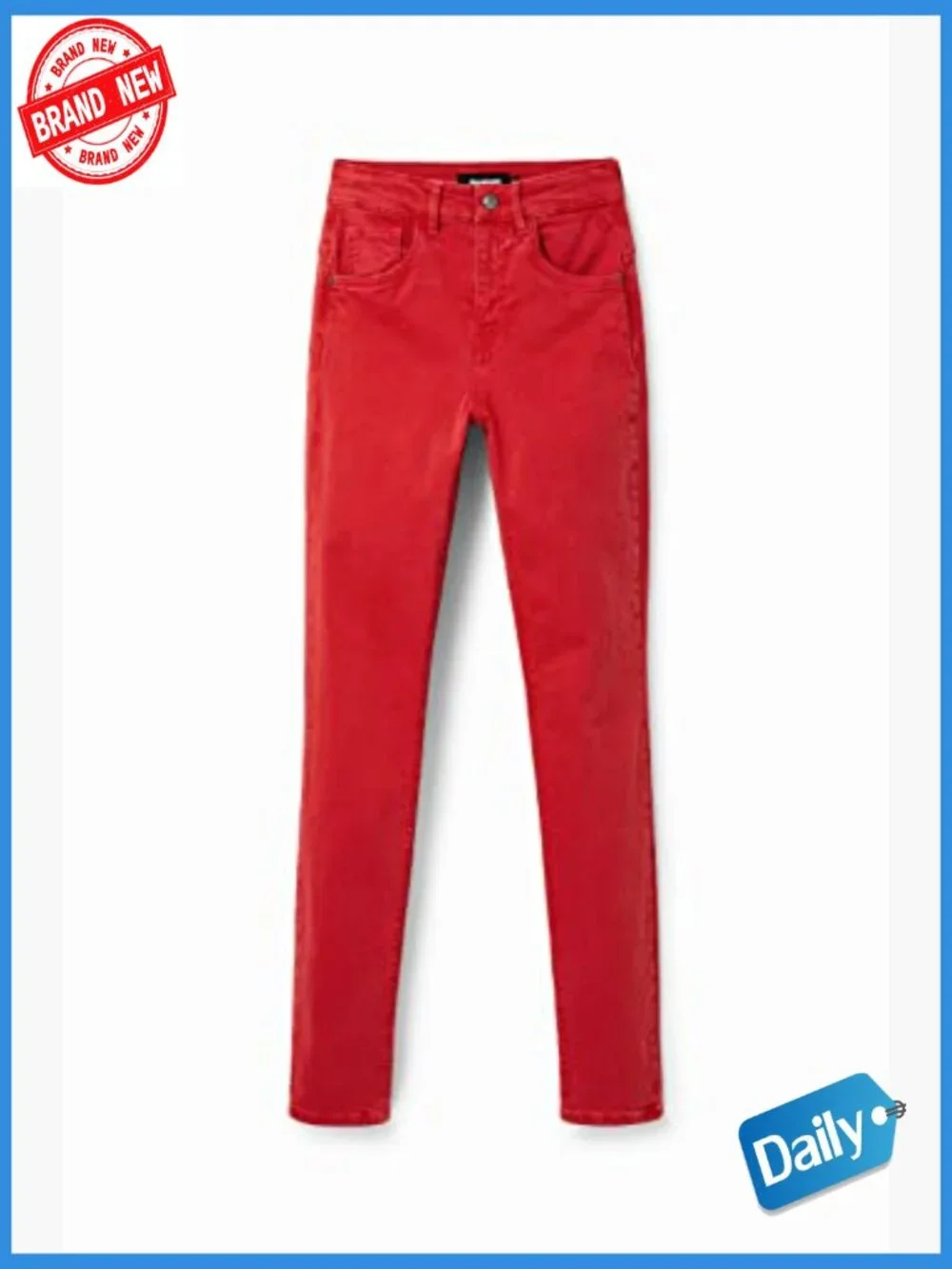 Mid Rise Straight Leg Jeans Ankle Length 100% Cotton Zipper Fly - Picture 6 of 6